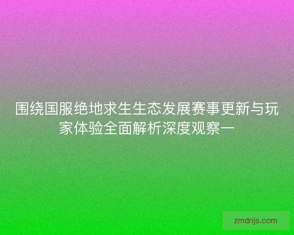 围绕国服绝地求生生态发展赛事更新与玩家体验全面解析深度观察一